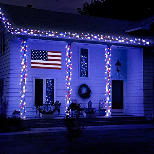 600 LED Red White and Blue Lights Outdoor (168 Foot)