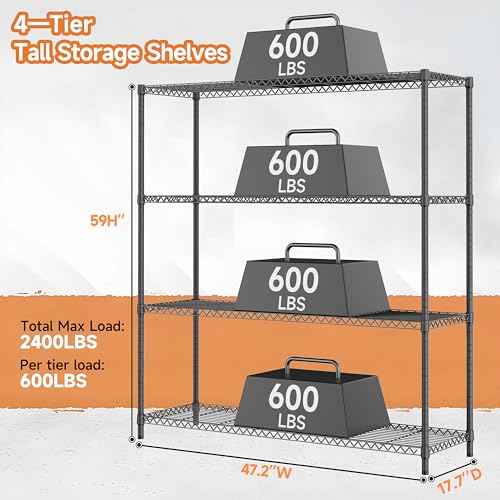 2400LBS 47.3" W Stand Shelf Wire Rust