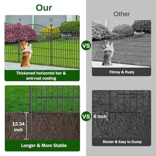 5 Panel No Dig Decorative Garden Fence 32" H x 11.8'L Outdoor Dog Barrier (31.46 Sq Ft)