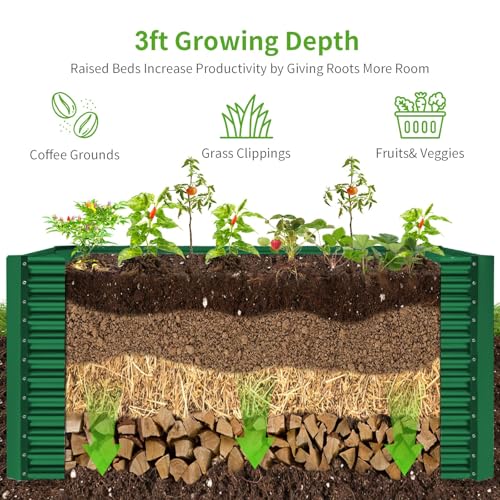 8x4x3ft Rectangular Galvanized Raised Garden Beds