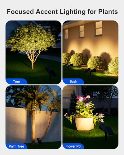 4 Pack Solar Spot Lights Outdoor Warm White LED Waterproof Landscape (4 Count)