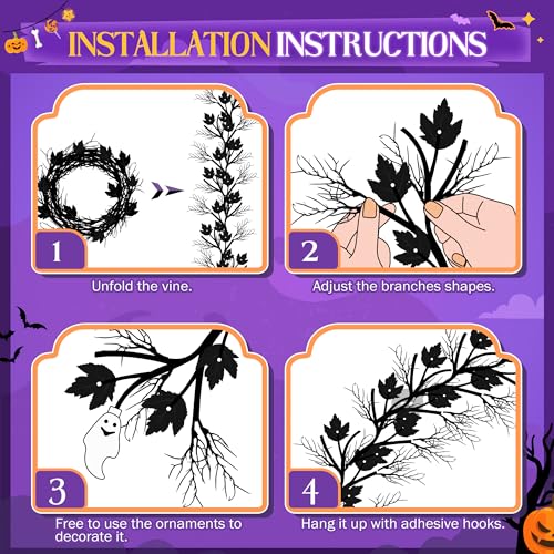 Halloween Garland with Orange LED Lights