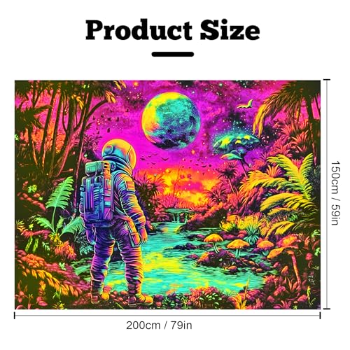 Astronaut Space Blacklight Tapestry 79"x59"