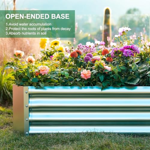 2 Pack 6×3×1ft Galvanized Metal Raised Garden Bed (2 Count)