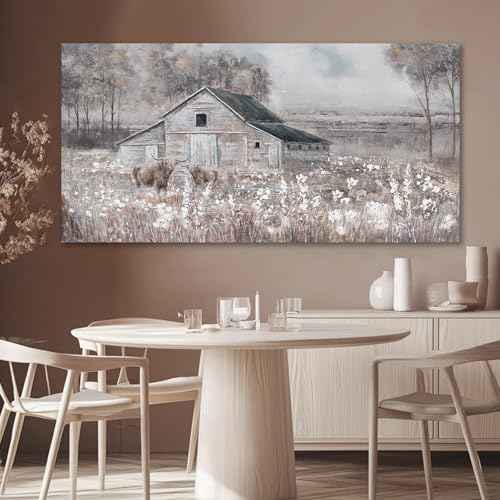 Landscape Canvas Wall Art Animal Photo Prints White and Brown Wall Hanging Decor 24"x48" Decorations for Bedroom Office Art