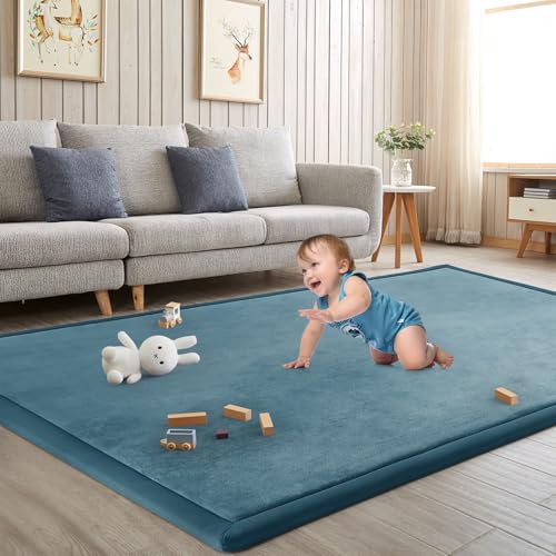 Baby Play Mat for Floor Nursery Rug Muscle Mat Area Rug Playroom Rug 79"x110" Playpen Mat Elastic Foam 1.3" Thick Crawling Mat for Babies