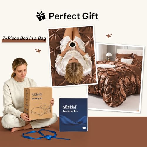 Satin Full Size Comforter Set Brown