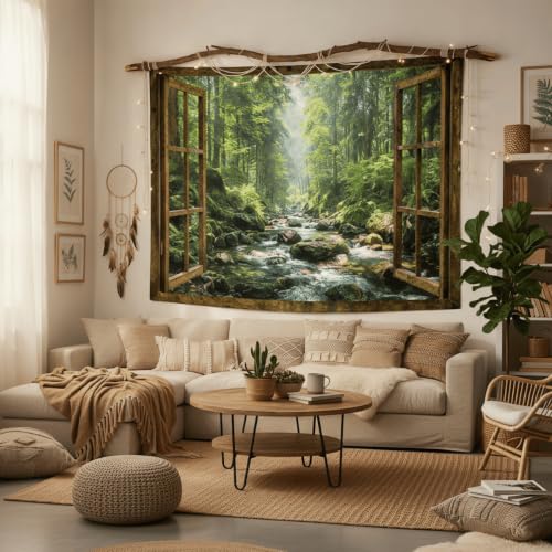 Window Forest Tapestry 48x36 Inch
