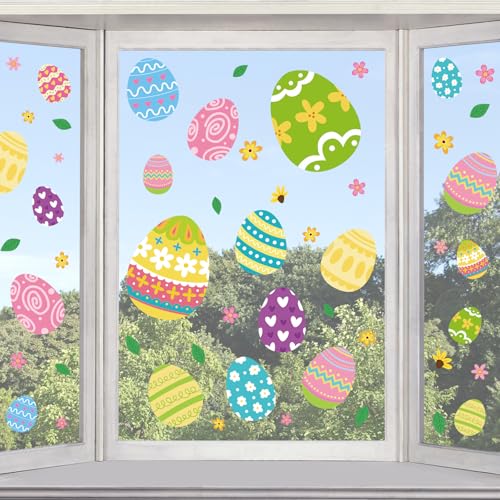 Happy Easter Egg Window Clings 6 Sheets (6 Count)