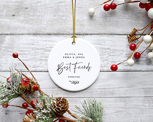 Personalized Best Friends Round Ceramic Porcelain Christmas Tree Ornament Keepsake Collectible Gift