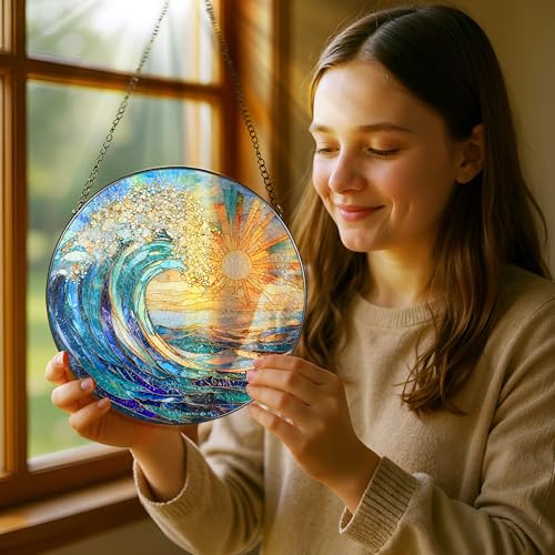 Sea Wave Stained Glass Suncatcher