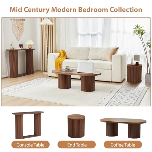 Fluted Round Side Table with Storage