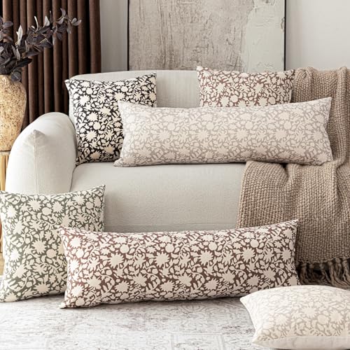 Set of 2 Decorative Long Body Lumbar Throw Pillow Covers Accent Farmhouse Cushion Covers Boho Pillowcase for Couch Sofa Bedroom Living Room Home Decor