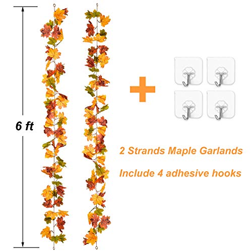 2 Pack Maple Leaves Fall Garland Clearance