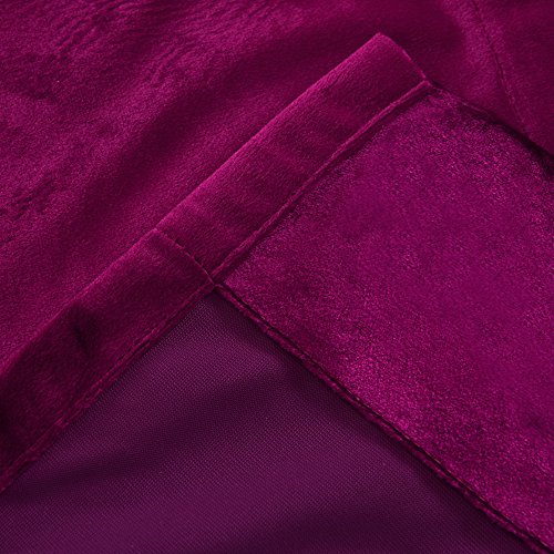Super Soft Luxury Velvet Fushcia Room Darkening Light Blocking Drapes Curtain Panel Drapery 52 inch Wide by 72 inch Length with Grommet Fushcia