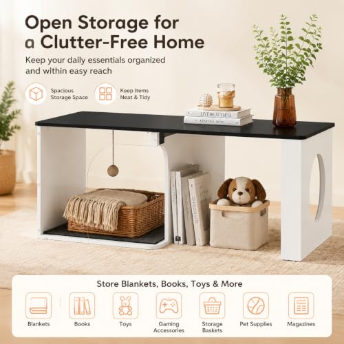Coffee Table Cat House with Cat Scratcher Pad + Ball