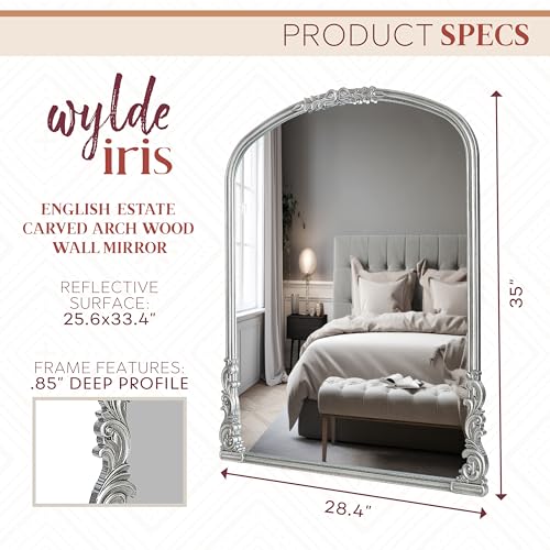 English Estate Carved Arch Wood Wall Mirror