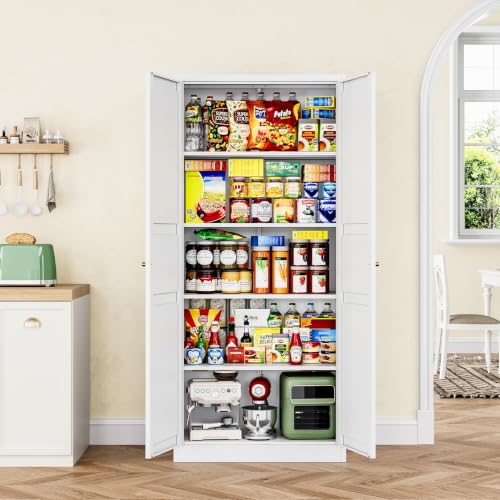 White Storage Cabinet with Adjustable Shelves