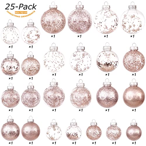 25 Pack Assorted Clear Christmas Ball Ornaments (25 Count)