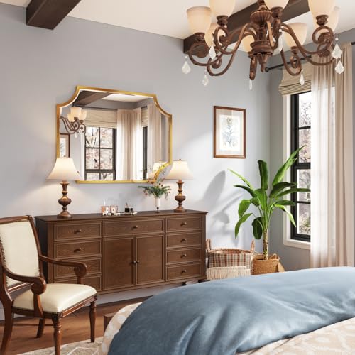 30"x40" Gold Foil Metal Scalloped Decorative Wall Mirror