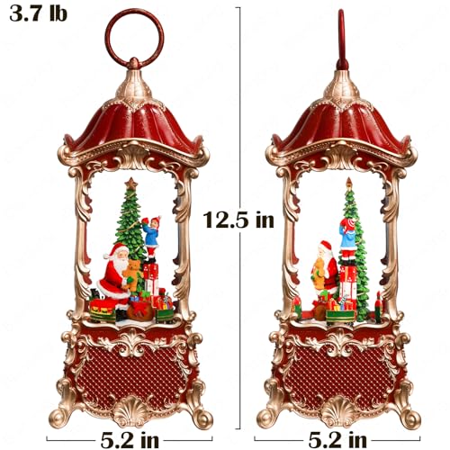 Snow Globes Lantern Home Decor Accent for Child Santa Claus Tree Auto Snowfall Glitter Music Collection with 6H Timer USB
