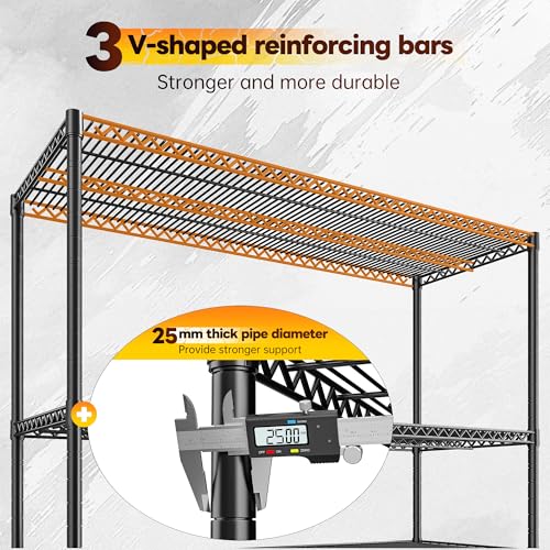 2560LBS Storage Shelves 55.5"W Metal Shelving Unit 4 Tier Wire Shelving Commercial Adjustable Garage Shelving Heavy Duty for Storage Rack for Pantry (2 Count)