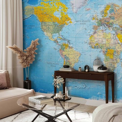 Premium Wall Mural World Map 118x83 in (6 Count)