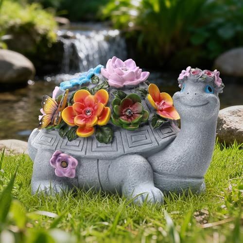 Large Solar Turtle Garden Statue