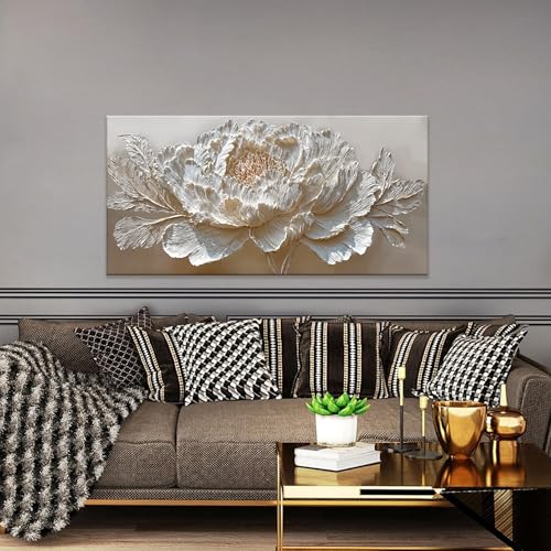 Canvas Wall Art Decor White Peony Flower Canvas Art Wall Decor For Living Room Floral Botanical Wall Art Canvas Prints Modern Nature Flower Wall Art Decor For Bedroom Home Office Wall Decor 20×40 In