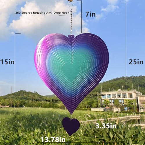 15in Large Heart Wind Spinner Garden Decor