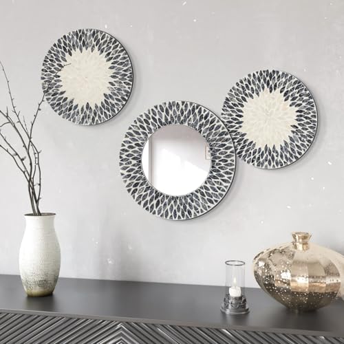 Mother of Pearl Wall Mirror Decor for Hallway Gallery (3 Count)