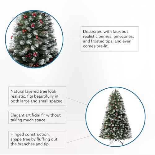 Vancouver 7.5ft Frosted Prelit Artificial Christmas Tree with Pine Cones