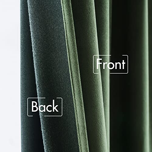 Olive Green Velvet Pinch Pleat Blackout Curtains W52 X L90 Inches