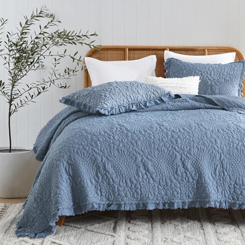 Blue Ruffled Quilt Twin Size