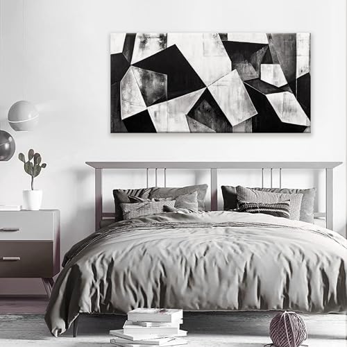 Canvas Art Wall Decor Color Block Line Art Prints Black And White Geometric Color Block Art Painting Modern Artwork Decorations For Living Room Pictures For Bedroom Wall Decor 24x48 In