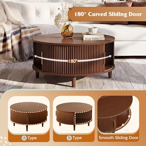 31.5" Round Coffee Table with Storage