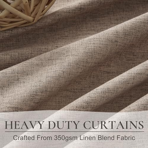 Dark Flax Linen Pinch Pleated Dining Room Extra Length Curtains 100 Inches Long (2 Count)