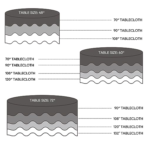 2 Pack 132 Inch Black Tablecloths for Round Tables (2 Count)