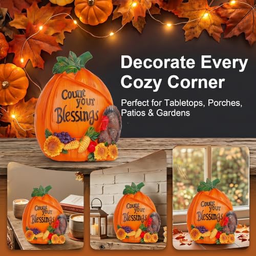 Fall Pumpkin Figurine with Turkey