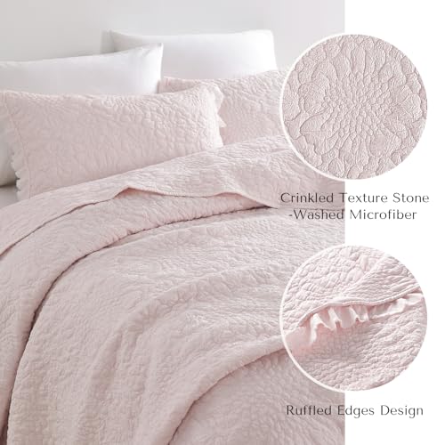 Pink Ruffled Quilt Queen Size