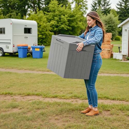 30 Gallon Resin Deck Box 2 Pack Outdoor Indoor Waterproof Storage Box for Patio Furniture Pool Accessories Storage for Cushion Garden Tools