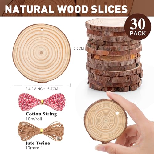 30 Pack Wood Slices for Crafts (30 Count)