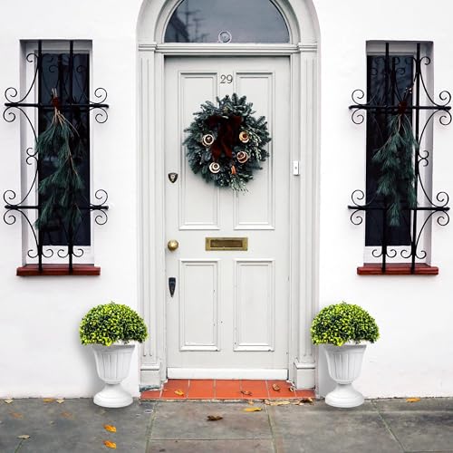 2 PCS 17" Artificial Boxwood Topiary Ball Tree Patio Plants