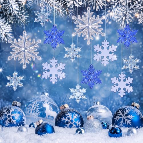Glacier 40 Pcs Christmas Snowflake Ornaments for Xmas Tree (40 Count)