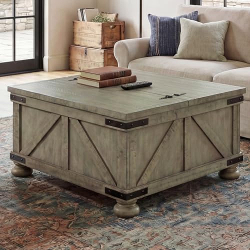 Aldwin Farmhouse Square Coffee Table with Lift Top for Storage