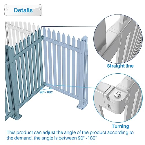 4 Sets Vinyl Picket Fence Panels 36" H x 84" W White PVC Decorative Fence for Front Yard Porch Patio Deck Pool Air Conditioner Fence Safety Dog Fence