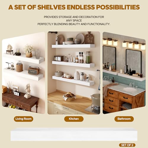 Floating Shelves 3 inch Thick for Wall Set of 2 (2 Count)