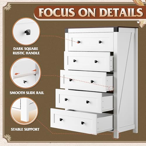 Farmhouse White Dresser for Bedroom