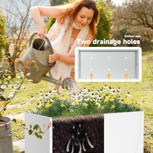 Metal Planter Box 36" L x 12" W x 16" H White Steel Outdoor Planter Box