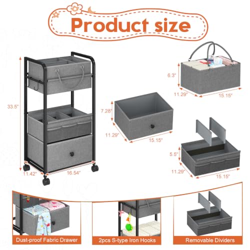 3In1 Baby Diaper Caddy Organizer